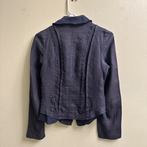 ONZ made in Italy 100% Linen Blazer Size Small Navy - Picture 2 of 10